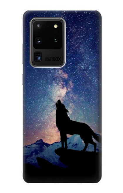 S3555 狼 Wolf Howling Million Star Samsung Galaxy S20 Ultra バックケース、フリップケース・カバー