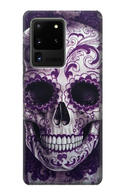 S3582 紫の頭蓋骨 Purple Sugar Skull Samsung Galaxy S20 Ultra バックケース、フリップケース・カバー
