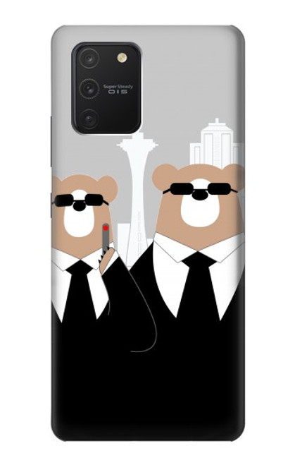 S3557 黒いスーツのクマ Bear in Black Suit Samsung Galaxy S10 Lite バックケース、フリップケース・カバー