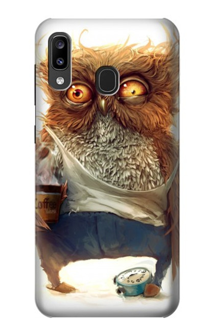 S1133 目を覚ますフクロウ Wake up Owl Samsung Galaxy A20, Galaxy A30 バックケース、フリップケース・カバー