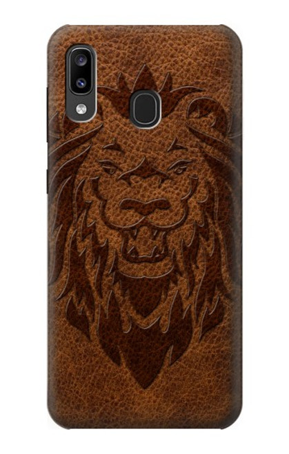 S2529 レオゾディアックタトゥーブラウングラフィック Leo Zodiac Tattoo Brown Graphic Print Samsung Galaxy A20, Galaxy A30 バックケース、フリップケース・カバー
