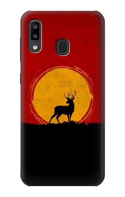 S3513 鹿の夕日 Deer Sunset Samsung Galaxy A20, Galaxy A30 バックケース、フリップケース・カバー