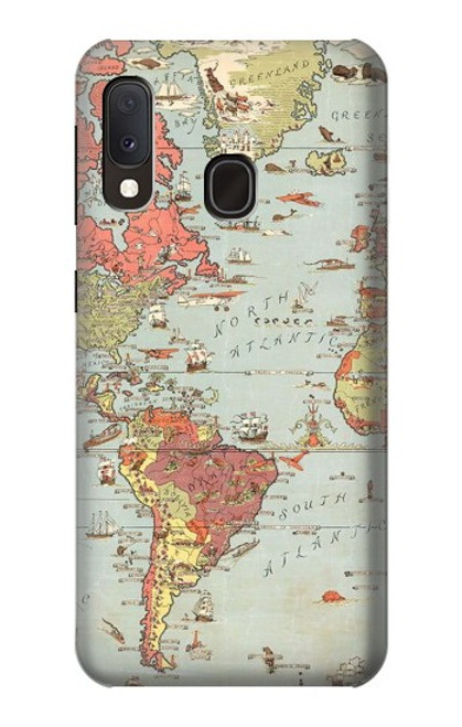 S3418 ヴィンテージの世界地図 Vintage World Map Samsung Galaxy A20e バックケース、フリップケース・カバー