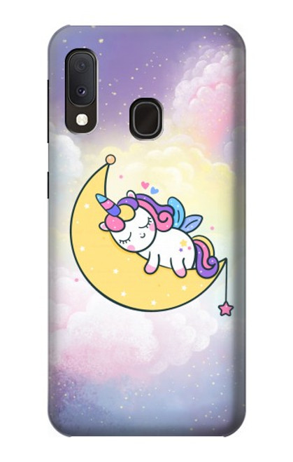 S3485 かわいい眠りユニコーン Cute Unicorn Sleep Samsung Galaxy A20e バックケース、フリップケース・カバー