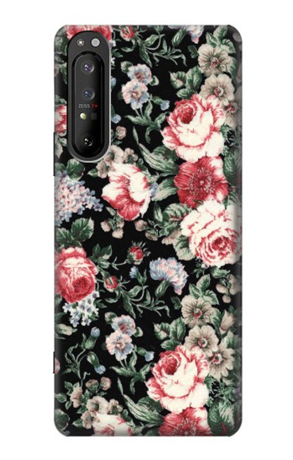 S2727 ヴィンテージローズ柄 Vintage Rose Pattern Sony Xperia 1 II バックケース、フリップケース・カバー