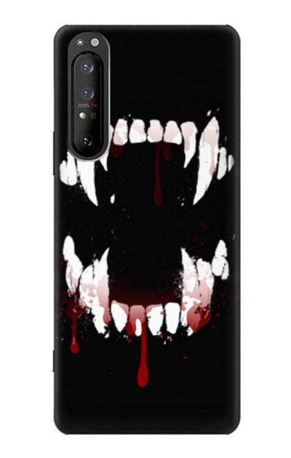 S3527 吸血鬼の歯 Vampire Teeth Bloodstain Sony Xperia 1 II バックケース、フリップケース・カバー