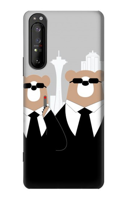 S3557 黒いスーツのクマ Bear in Black Suit Sony Xperia 1 II バックケース、フリップケース・カバー