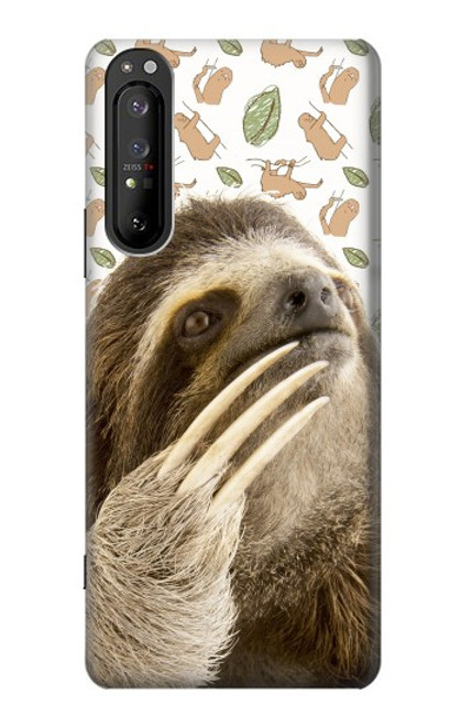 S3559 ナマケモノ Sloth Pattern Sony Xperia 1 II バックケース、フリップケース・カバー