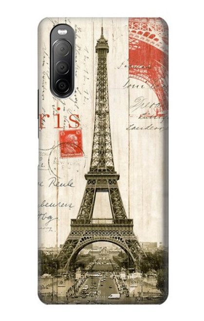 S2108 エッフェル塔パリポストカード Eiffel Tower Paris Postcard Sony Xperia 10 II バックケース、フリップケース・カバー