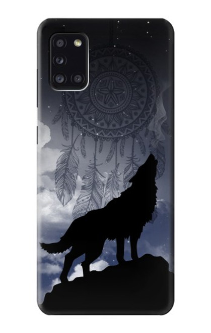 S3011 ドリームキャッチャーオオカミは 月にハウリング Dream Catcher Wolf Howling Samsung Galaxy A31 バックケース、フリップケース・カバー