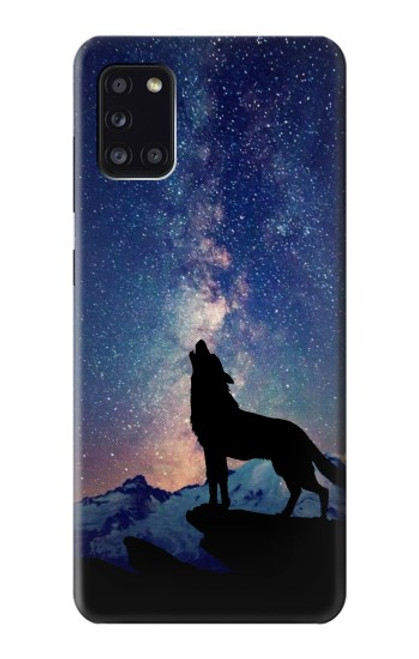 S3555 狼 Wolf Howling Million Star Samsung Galaxy A31 バックケース、フリップケース・カバー