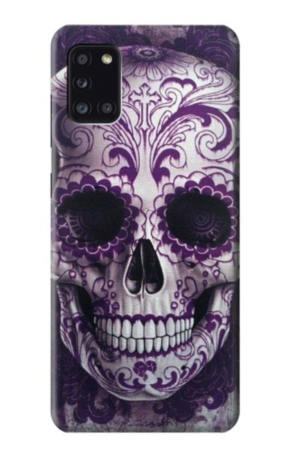 S3582 紫の頭蓋骨 Purple Sugar Skull Samsung Galaxy A31 バックケース、フリップケース・カバー