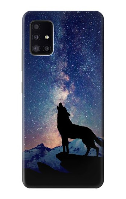 S3555 狼 Wolf Howling Million Star Samsung Galaxy A41 バックケース、フリップケース・カバー
