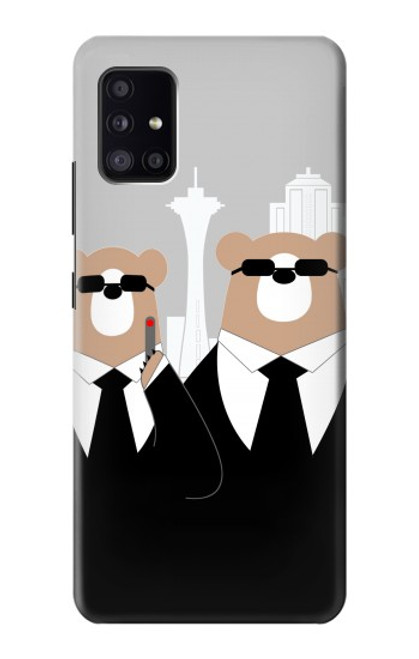 S3557 黒いスーツのクマ Bear in Black Suit Samsung Galaxy A41 バックケース、フリップケース・カバー