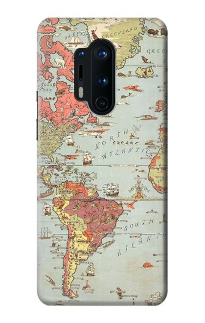 S3418 ヴィンテージの世界地図 Vintage World Map OnePlus 8 Pro バックケース、フリップケース・カバー