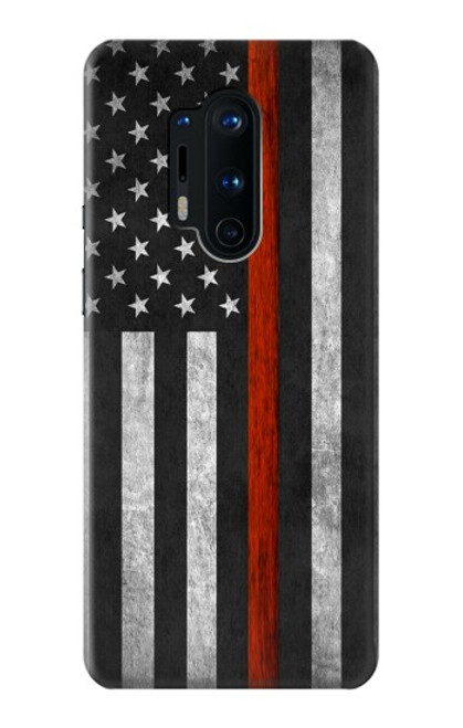 S3472 消防士細い赤線旗 Firefighter Thin Red Line Flag OnePlus 8 Pro バックケース、フリップケース・カバー