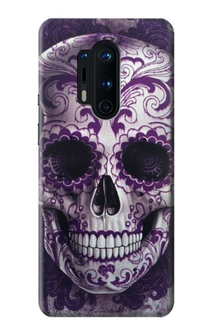 S3582 紫の頭蓋骨 Purple Sugar Skull OnePlus 8 Pro バックケース、フリップケース・カバー