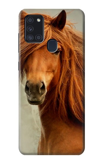S1595 美しいブラウン馬 Beautiful Brown Horse Samsung Galaxy A21s バックケース、フリップケース・カバー