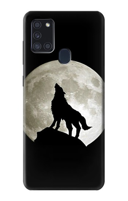 S1981 オオカミは 月にハウリング Wolf Howling at The Moon Samsung Galaxy A21s バックケース、フリップケース・カバー