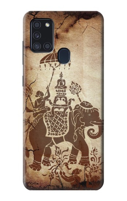 S2102 タイアート 象に仏 Thai Art Buddha on Elephant Samsung Galaxy A21s バックケース、フリップケース・カバー
