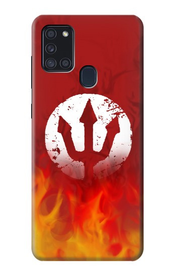 S2803 火災レッドデビル槍シンボル Fire Red Devil Spear Symbol Samsung Galaxy A21s バックケース、フリップケース・カバー