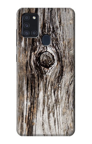 S2844 古い木材樹皮 グラフィック Old Wood Bark Printed Samsung Galaxy A21s バックケース、フリップケース・カバー