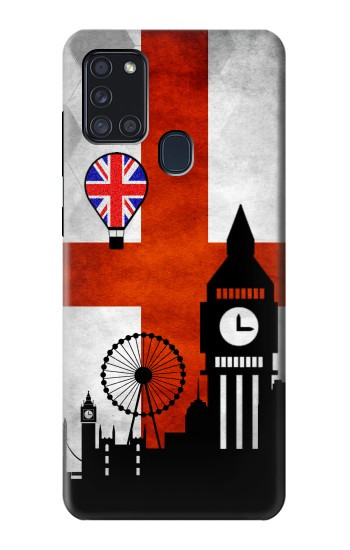 S2979 イングランドサッカー England Football Soccer Flag Samsung Galaxy A21s バックケース、フリップケース・カバー