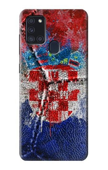 S3313 クロアチアflag Vintage Football Graphic Croatia Flag Vintage Football Graphic Samsung Galaxy A21s バックケース、フリップケース・カバー