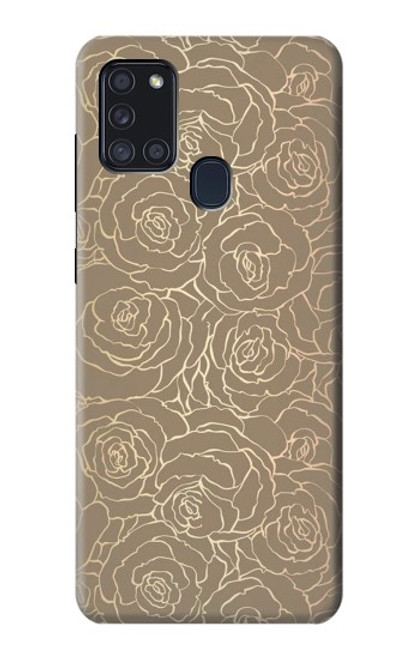 S3466 ゴールドローズ柄 Gold Rose Pattern Samsung Galaxy A21s バックケース、フリップケース・カバー