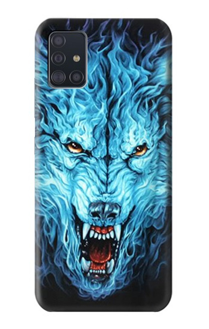 S0752 青火災狼 Blue Fire Grim Wolf Samsung Galaxy A51 5G バックケース、フリップケース・カバー