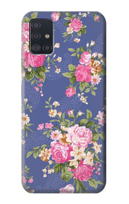 S3265 ヴィンテージ花柄 Vintage Flower Pattern Samsung Galaxy A51 5G バックケース、フリップケース・カバー