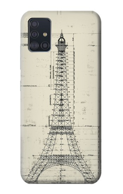 S3474 エッフェル建築図面 Eiffel Architectural Drawing Samsung Galaxy A51 5G バックケース、フリップケース・カバー