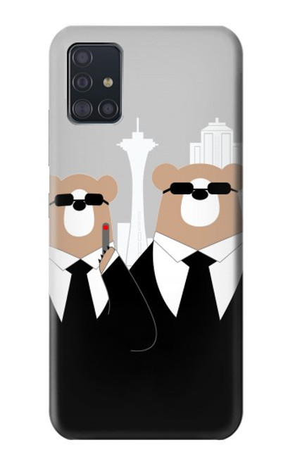 S3557 黒いスーツのクマ Bear in Black Suit Samsung Galaxy A51 5G バックケース、フリップケース・カバー