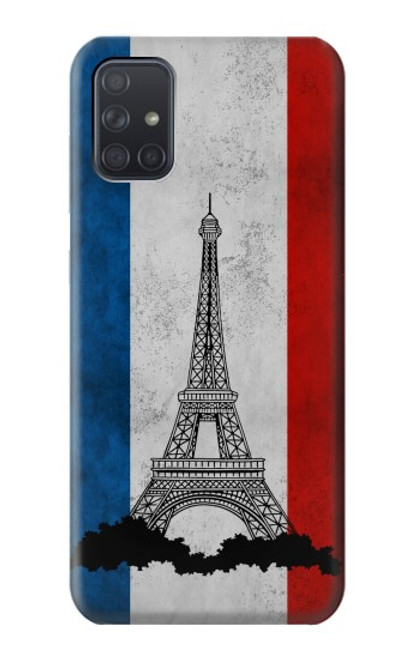 S2859 ヴィンテージフランスの旗エッフェル塔 Vintage France Flag Eiffel Tower Samsung Galaxy A71 5G バックケース、フリップケース・カバー