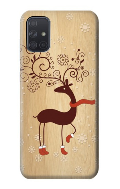 S3081 トナカイ Wooden Raindeer Graphic Printed Samsung Galaxy A71 5G バックケース、フリップケース・カバー