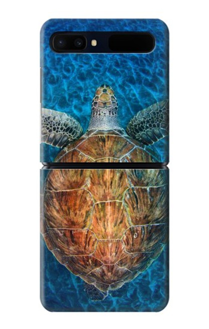 S1249 青い海亀 Blue Sea Turtle Samsung Galaxy Z Flip 5G バックケース、フリップケース・カバー