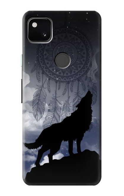 S3011 ドリームキャッチャーオオカミは 月にハウリング Dream Catcher Wolf Howling Google Pixel 4a バックケース、フリップケース・カバー