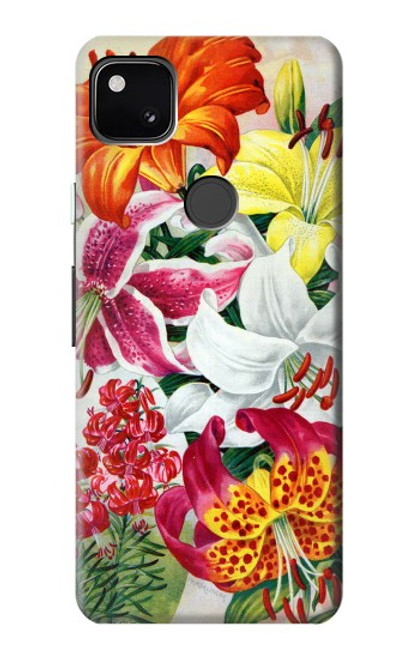 S3205 レトロ花 Retro Art Flowers Google Pixel 4a バックケース、フリップケース・カバー