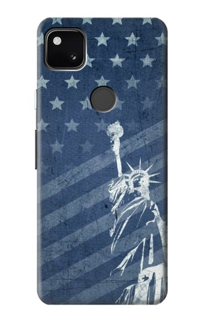 S3450 米国旗の自由の女神 US Flag Liberty Statue Google Pixel 4a バックケース、フリップケース・カバー