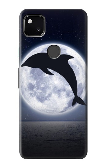 S3510 ドルフィン Dolphin Moon Night Google Pixel 4a バックケース、フリップケース・カバー