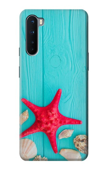 S3428 アクア 海星 貝 Aqua Wood Starfish Shell OnePlus Nord バックケース、フリップケース・カバー