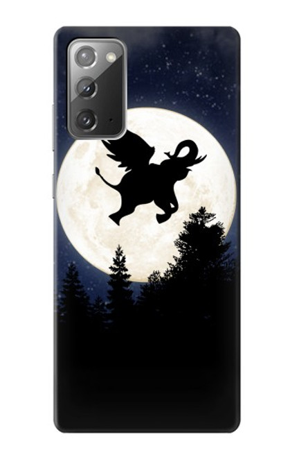 S3323 飛び象満月の夜 Flying Elephant Full Moon Night Samsung Galaxy Note 20 バックケース、フリップケース・カバー