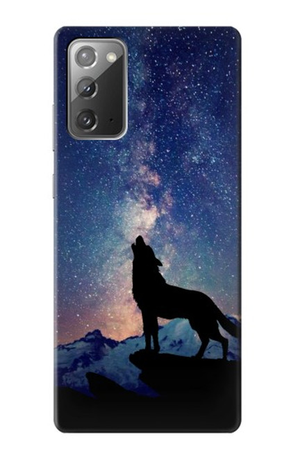 S3555 狼 Wolf Howling Million Star Samsung Galaxy Note 20 バックケース、フリップケース・カバー