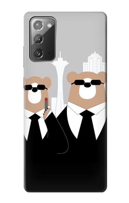 S3557 黒いスーツのクマ Bear in Black Suit Samsung Galaxy Note 20 バックケース、フリップケース・カバー