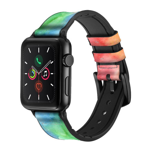 CA0520 カラフル水彩 Colorful Watercolor レザーシリコンApple Watchバンド アップルウォッチ バンド