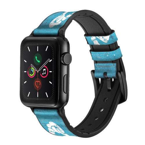 CA0560 マリンアンカー Marine Anchor Blue レザーシリコンApple Watchバンド アップルウォッチ バンド