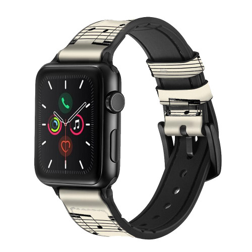 CA0570 音楽シート Music Sheet レザーシリコンApple Watchバンド アップルウォッチ バンド