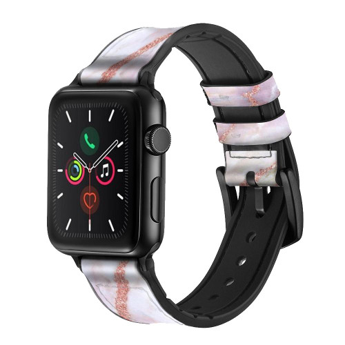 CA0777 ピンクの大理石のグラフィックプリント Soft Pink Marble Graphic Print レザーシリコンApple Watchバンド アップルウォッチ バンド