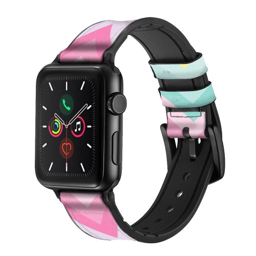 CA0803 虹色ジグザグ Rainbow Zigzag レザーシリコンApple Watchバンド アップルウォッチ バンド