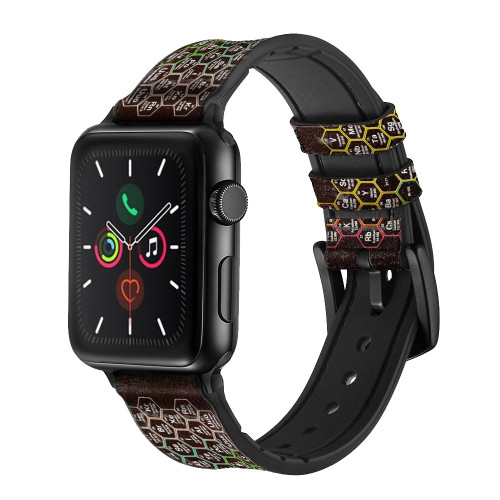 CA0827 ネオンハニカム周期表 Neon Honeycomb Periodic Table レザーシリコンApple Watchバンド アップルウォッチ バンド